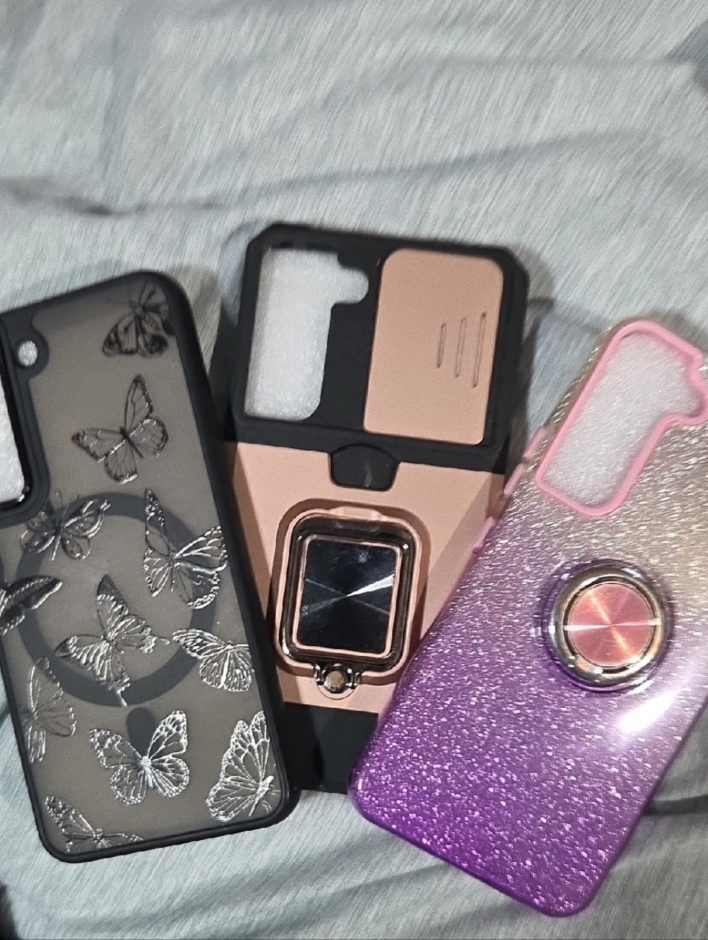 Rose Gold & Purple Glitter Phone Case Bundle - Protective & Stylish